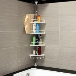 Telescopic Bathroom & Kitchen Corner Shelf Organizer – 4 Tier Adjustable Rack - Image 5
