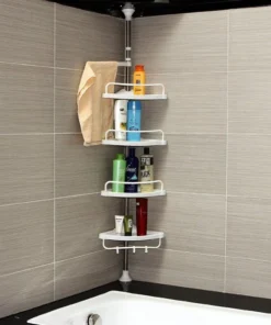 Telescopic Bathroom & Kitchen Corner Shelf Organizer – 4 Tier Adjustable Rack - Image 5