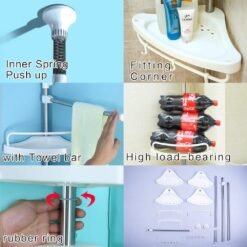 Telescopic Bathroom & Kitchen Corner Shelf Organizer – 4 Tier Adjustable Rack - Image 3