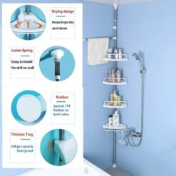 Telescopic Bathroom & Kitchen Corner Shelf Organizer – 4 Tier Adjustable Rack - Image 4