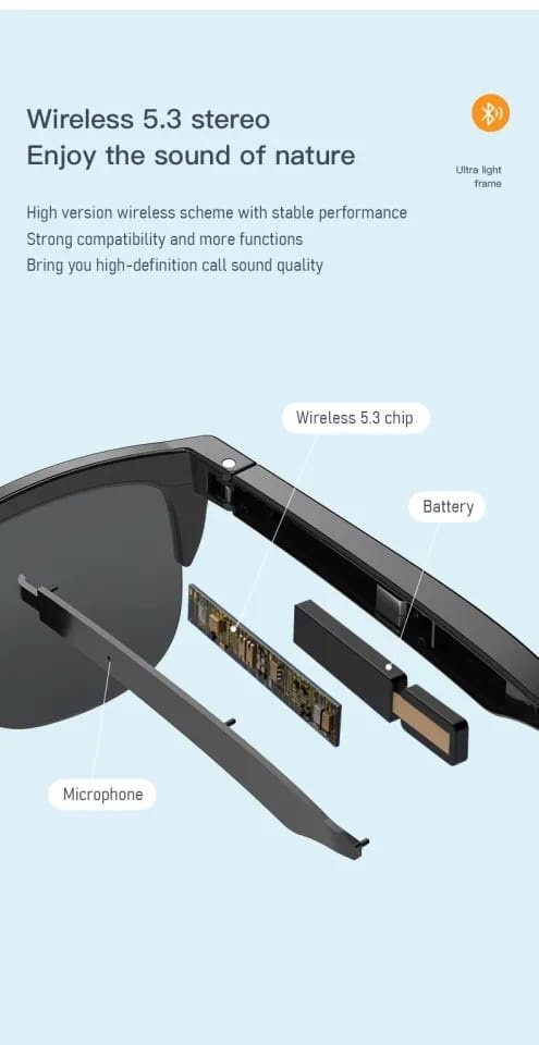 Bluetooth Wireless Smart Audio Sunglasses S-01 - Image 7