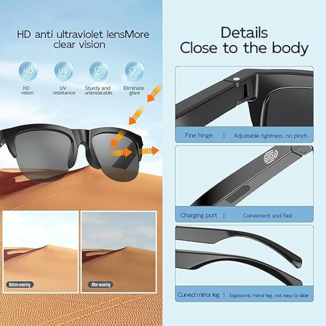 Bluetooth Wireless Smart Audio Sunglasses S-01 - Image 5