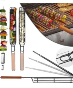 Barbecue Wooden Handle Durable High Quality Reusable Strong Stainless Rack