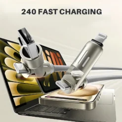240W 4-in-1 USB-C Data Cable – Fast Charging & Multi-Device Power Delivery Cable - Image 6