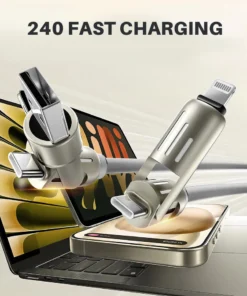 240W 4-in-1 USB-C Data Cable – Fast Charging & Multi-Device Power Delivery Cable - Image 6