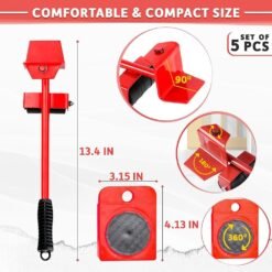Furniture Lifters of 5 Roller Set – Heavy Duty Moving Tool Kit - Image 4