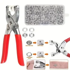 Alternative view of Metallic Snap Button Pliers Kit – 100 Button Set Fastener Tool