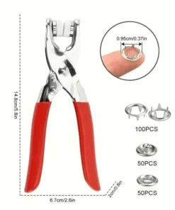 Metallic Snap Button Pliers Kit – 100 Button Set Fastener Tool - Image 3