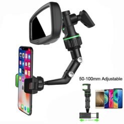 360° Adjustable Rear-View Mirror Car Phone Holder – Hands-Free Driving Mount - Image 3