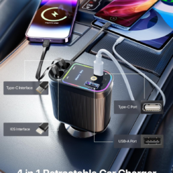 Retractable Car Charger with Starlight 66W – 4-in-1 Fast Car Charger