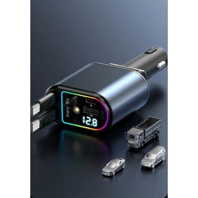 Retractable Car Charger with Starlight 66W – 4-in-1 Fast Car Charger - Image 4