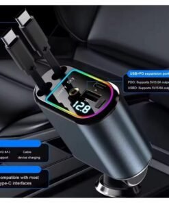 Alternative view of Retractable Car Charger with Starlight 66W – 4-in-1 Fast Car Charger
