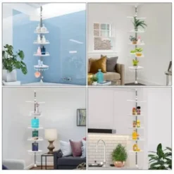 Alternative view of Telescopic Bathroom & Kitchen Corner Shelf Organizer – 4 Tier Adjustable Rack