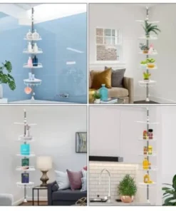 Alternative view of Telescopic Bathroom & Kitchen Corner Shelf Organizer – 4 Tier Adjustable Rack