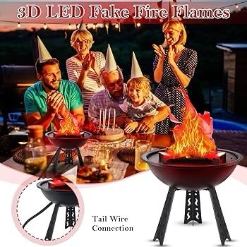 Flammen Lampe 3-Legged Stand Fireplace Decor - Image 4