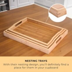 3-in-1 Bamboo Tray Wooden Set - Image 3