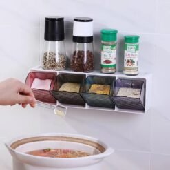 4 Slot Kitchen Wall Spice Organizer – Space-Saving Storage Rack
