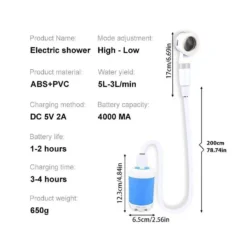Alternative view of Rechargeable Portable Outdoor Shower – Mobile Camping & Travel Shower Kit