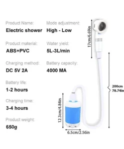 Rechargeable Portable Outdoor Shower – Mobile Camping & Travel Shower Kit - Image 2