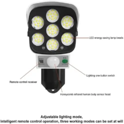 Solar Powered 180W Motion Sensor Light – Camera Style Outdoor Security Light - Image 4