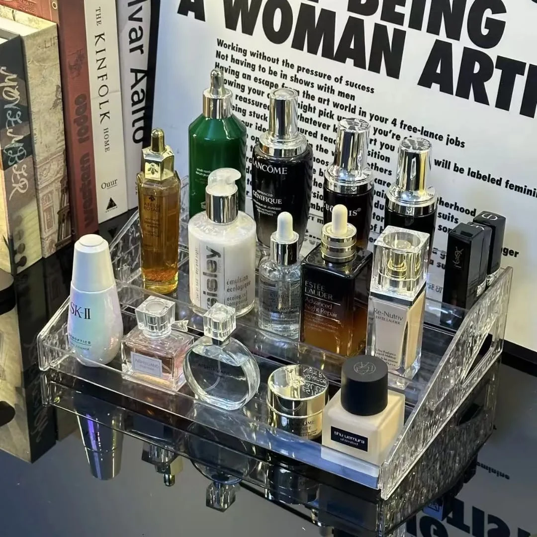 3 Tier Clear Acrylic Skincare/Perfume Organiser – Stylish Makeup & Beauty Storage Rack - Image 5