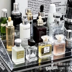 3 Tier Clear Acrylic Skincare/Perfume Organiser – Stylish Makeup & Beauty Storage Rack - Image 4