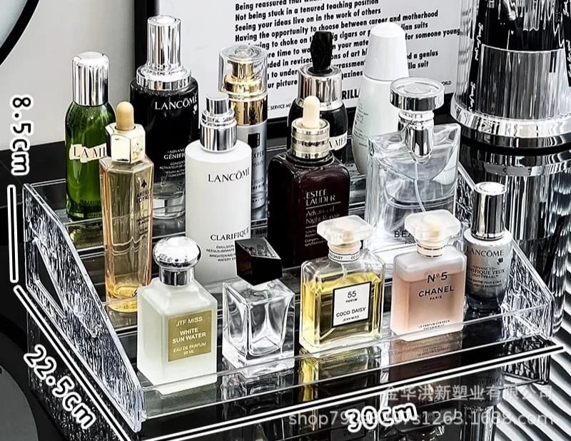 3 Tier Clear Acrylic Skincare/Perfume Organiser – Stylish Makeup & Beauty Storage Rack - Image 4